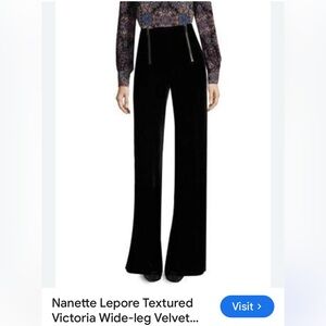 Nanette Lepore Victoria High-Waist Wide-Leg Velvet Pants